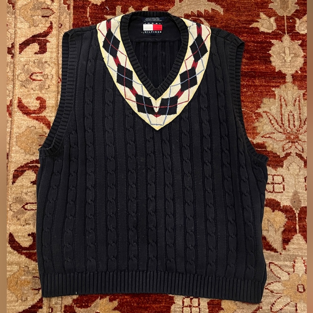 HEAVY Argyle Cable-Knit Sweater Vest